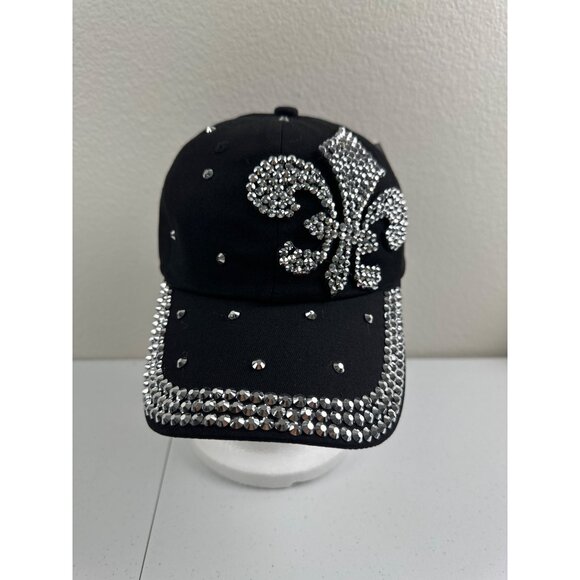 Rhinestone Fleur De Lis Baseball Cap - Sparkle & Shine Like A Disco Ball! Adjust - Picture 3 of 8